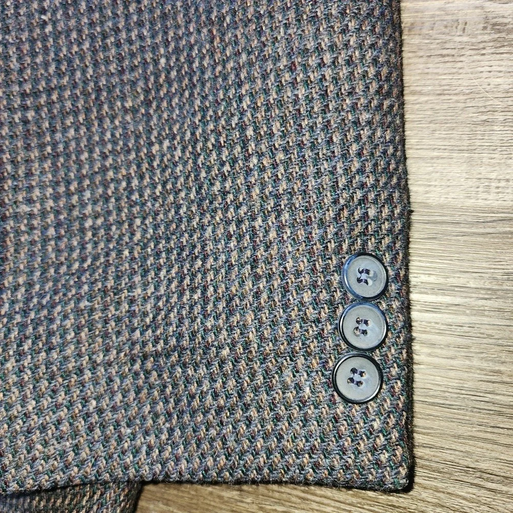 Vintage Haggar Mens 44R Tweed Two Button Made In USA Sport Jacket Blazer Blue